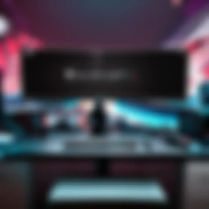 Wide view of a multi-monitor gaming setup