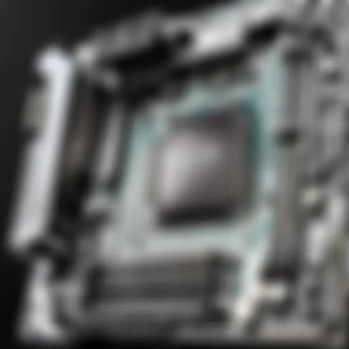 Close-up of a motherboard showcasing chipset options