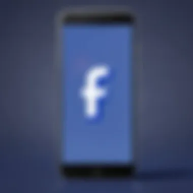 Facebook App Logo on Smartphone Screen Illuminated smartphone screen with Facebook app logo