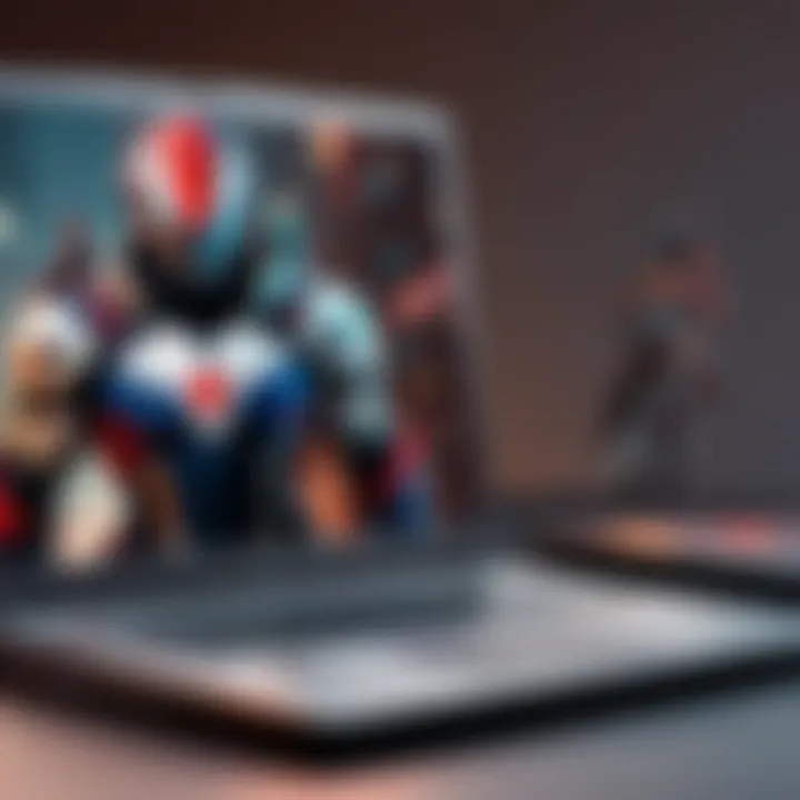 Detailed view of gaming laptop screen displaying immersive gameplay