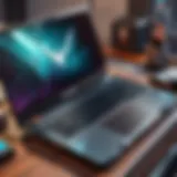 Close-up of a powerful gaming laptop showcasing its sleek design and ports