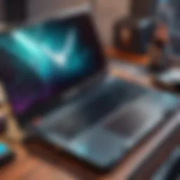 Close-up of a powerful gaming laptop showcasing its sleek design and ports