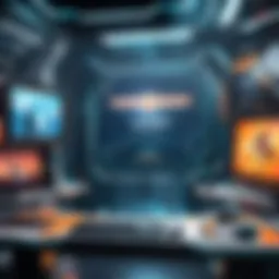 Illustration of futuristic gaming platform interface