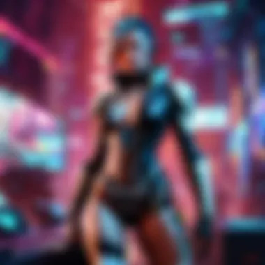 Cyberpunk Gaming Adventures Dynamic action scene in a cyberpunk universe