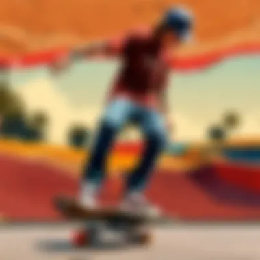 Sustainable Choice: Second-Hand Skateboarding Eco-friendly symbol with skateboards in the background