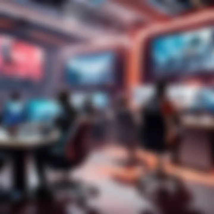 A group of players engaged in a spirited esports tournament