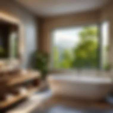 Sustainable Bathroom Retreat with Natural Illumination Eco-friendly bathroom with minimalistic window design