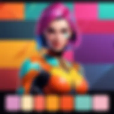 Vibrant Color Palette Creation Abstract color palette on digital canvas