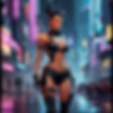 Cyberpunk Cityscape Adventure Illustration of a cyberpunk cityscape setting in an online PC game
