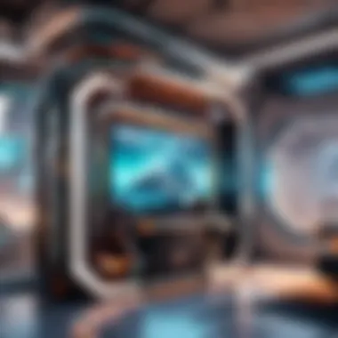 Futuristic Gaming Platform with Free Games Selection Illustration of a futuristic gaming platform showcasing a variety of free games