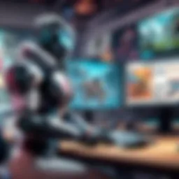 A dynamic visualization of a gaming interface with advanced desktop applications