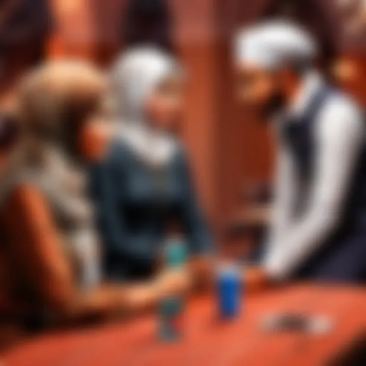 Muslim individuals exchanging contact information after a successful speed dating session