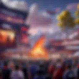 Spectacular view of a Valorant Champions live event with an enthusiastic crowd.