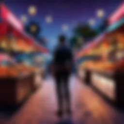 A vibrant display of various skins available in the Night Market