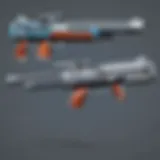 A vibrant array of weapon skins from Valorant showcasing unique designs and color schemes.