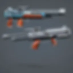 A vibrant array of weapon skins from Valorant showcasing unique designs and color schemes.