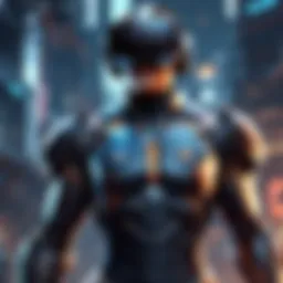 Virtual reality futuristic game interface with advanced technology