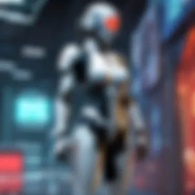 Exploring Cyber Worlds Futuristic cyber world landscape