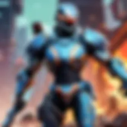 Warrior in futuristic battle royale game
