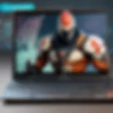 Laptop displaying a vibrant game interface