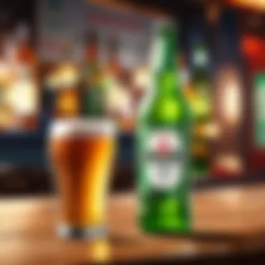 Elegance in Design A sophisticated beer bottle on a stylish bar counter