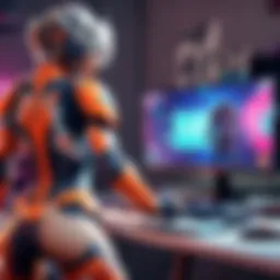 A vibrant gaming setup showcasing a laptop with multiple genres of games displayed