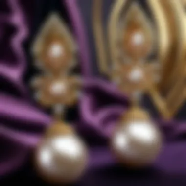 Mateo Pearl Earrings Displayed on Luxurious Velvet Elegant Mateo Pearl Earrings on Luxurious Velvet