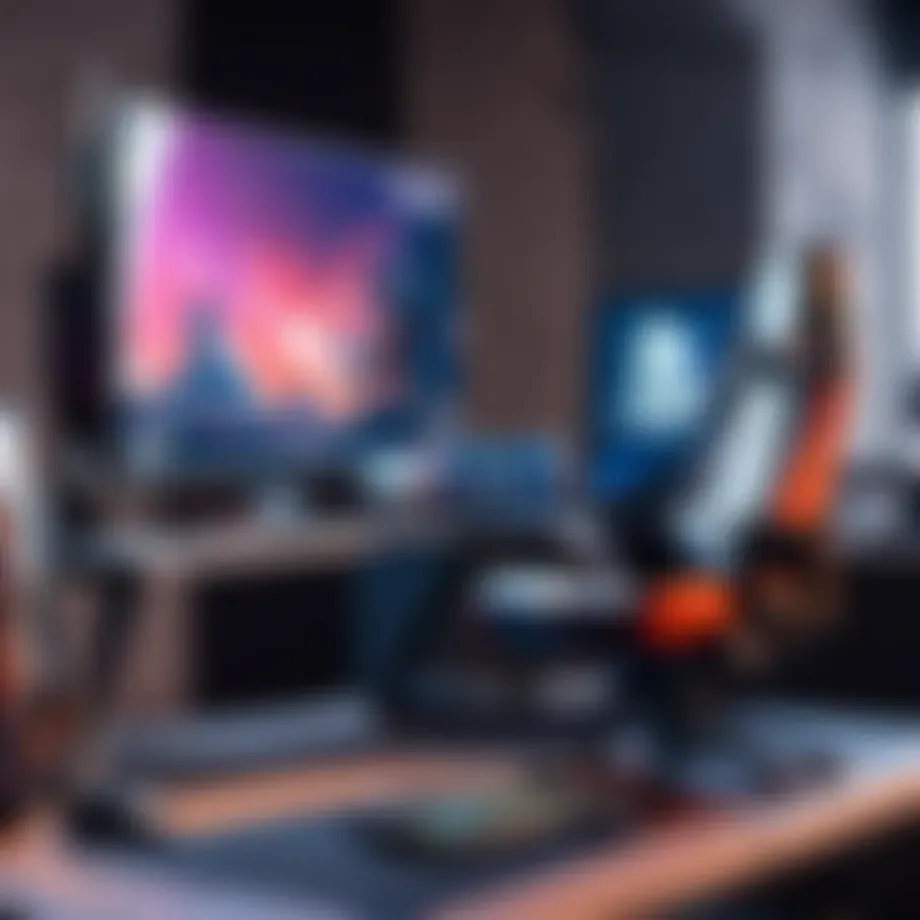 A high-performance gaming setup with multiple monitors