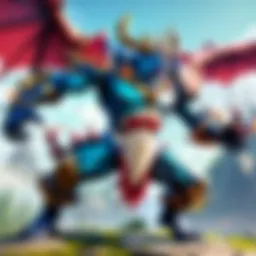 Artistic rendering of mythical creatures in a battle scene