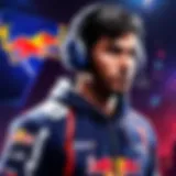 Energetic esports player fueled by Red Bull