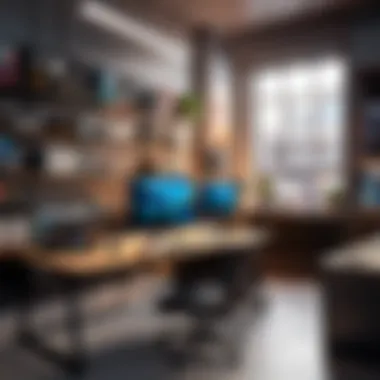 Sleek Workspace for Laptop Rentals Modern laptop rental office setup