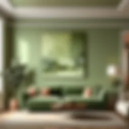 Elegant Sage Color Wall in Modern Living Room