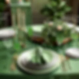 Exquisite sage green table setting with botanical accents