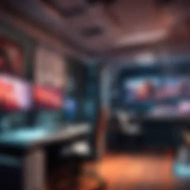 Sleek Gaming Environment Sleek gaming setup with neon lighting