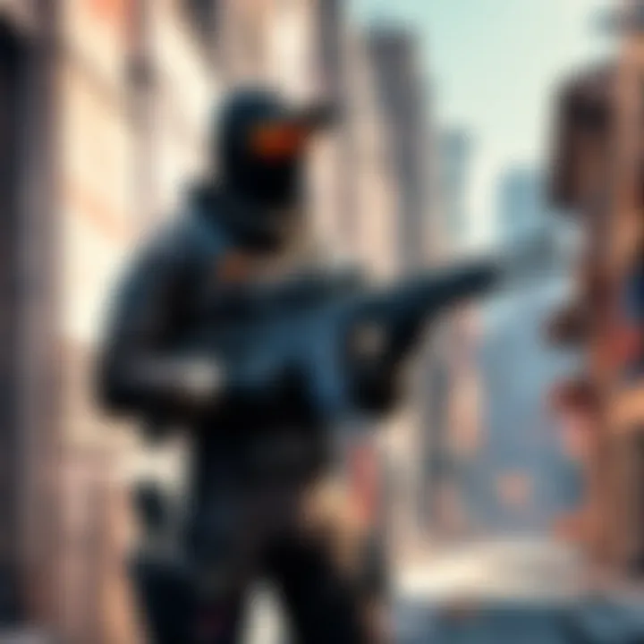 Stealthy sniper in urban cityscape