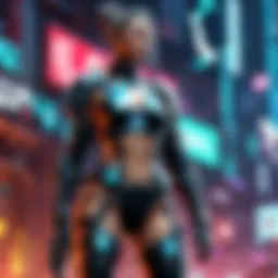 Digital Artwork of Cyberpunk Video Game Scene