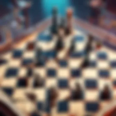 Illustration of a strategic chessboard with intense gameplay