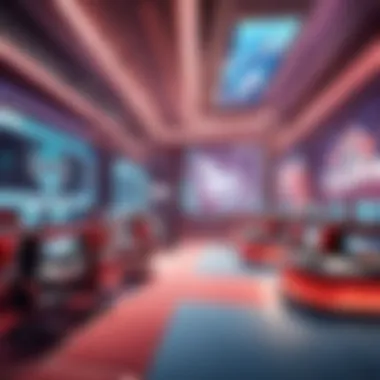 Esports Arena Atmosphere A vibrant esports arena filled with excited fans watching a Valorant match