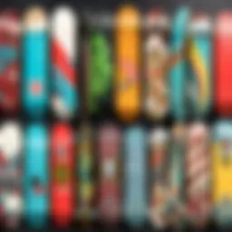 An array of used skateboards displayed for sale