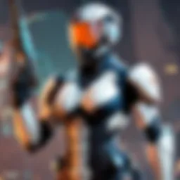 Valorant agent in a futuristic setting