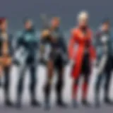 Valorant character selection screen showcasing diverse agent lineup