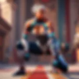 Valorant player in focused stretch position