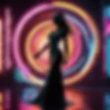 Vibrant neon sign sound waves dancing in the air