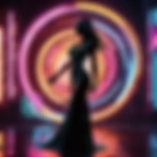 Vibrant neon sign sound waves dancing in the air