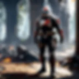 Artistic depiction of a futuristic virtual battlefield